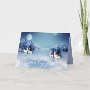 Watercolor Midnight Deer Christmas Eve Holiday Card