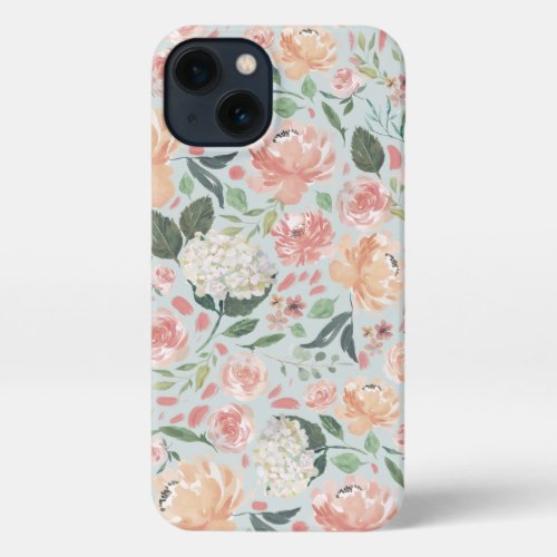 Watercolor Midsummer Floral Botanical Pattern iPhone 13 Case