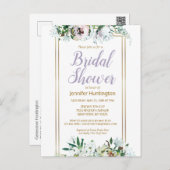 Watercolor Midsummer Floral Lavender Bridal Shower Postcard (Front/Back)
