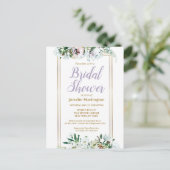Watercolor Midsummer Floral Lavender Bridal Shower Postcard (Standing Front)
