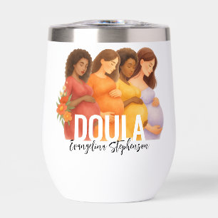 Watercolor Midwife ObGyn Birth Postpartum DOULA Thermal Wine Tumbler