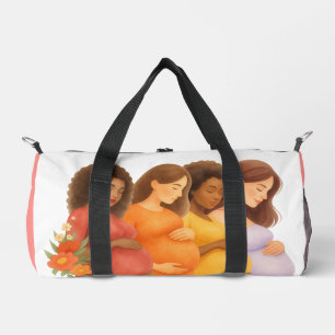 Watercolor Midwife ObGyn Doula Overnight Duffle Bag