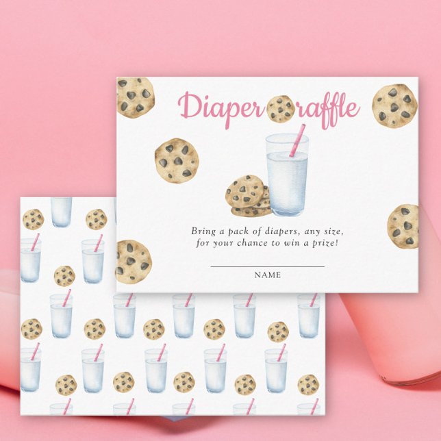 Watercolor milk & cookie baby shower diaper raffle enclosure card (Creator Uploaded)