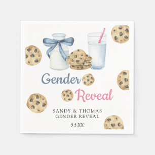Watercolor Milk & Cookies Gender Reveal Napkins