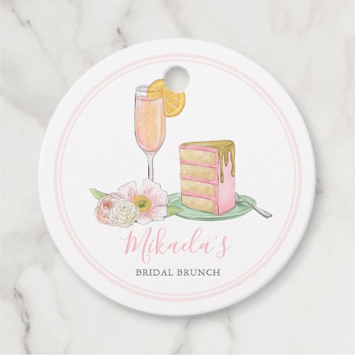 Watercolor Mimosa and Drip Cake Bridal Brunch Favor Tags