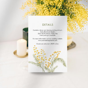 Watercolor mimosa flowers cute spring wedding enclosure card