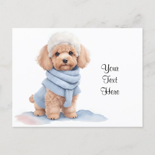 Watercolor Miniature Apricot Poodle Puppy Dog Postcard