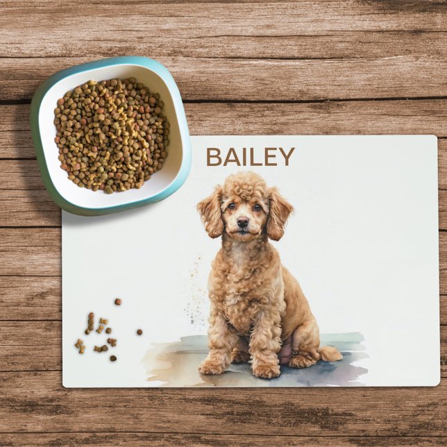 Watercolor Miniature Poodle Dog Food Mat (Creator Uploaded)