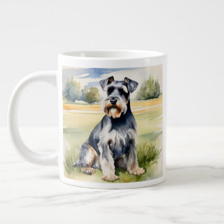 Watercolor Miniature Schnauzer – Dog Art Print Giant Coffee Mug