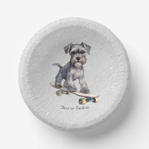 Watercolor Miniature Schnauzer Paper Bowl