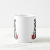 Watercolor Miniature Schnauzer With Red Roses Coffee Mug (Center)