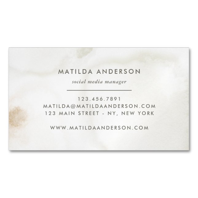 Watercolor minimal abstract natural elegant simple business card magnet (Front)