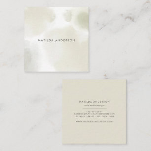 Watercolor minimal abstract natural elegant simple square business card