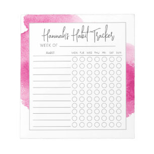 Watercolor Minimal Script Habit Tracker Notepad