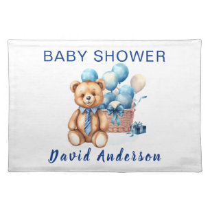 Watercolor minimalist baby shower boy cloth placemat