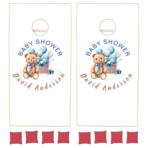 Watercolor minimalist baby shower boy cornhole set