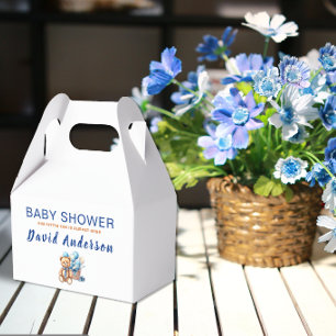 Watercolor minimalist baby shower boy favor boxes