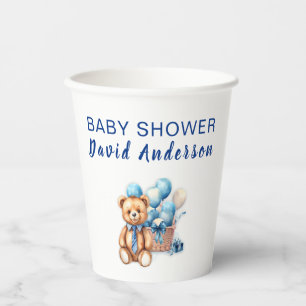 Watercolor minimalist baby shower boy paper cups
