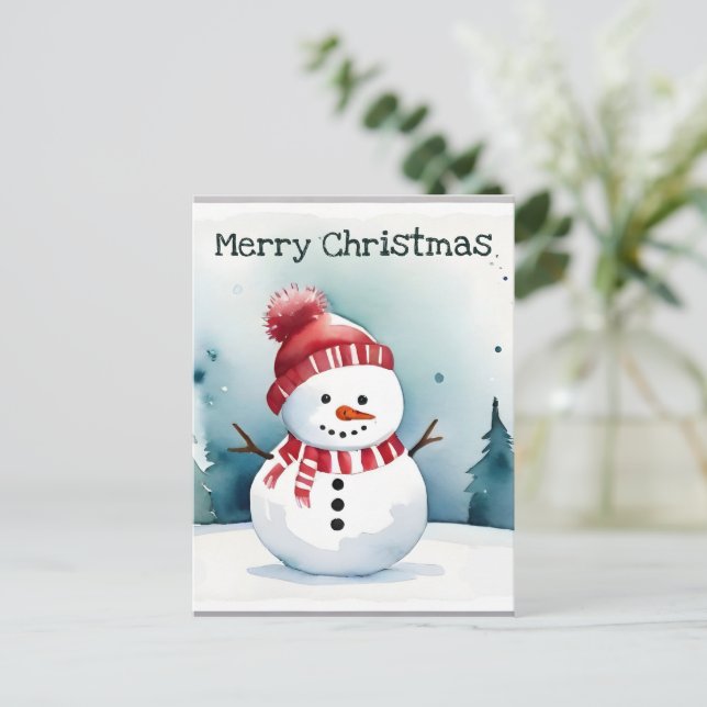 Watercolor Minimalist Christmas Postcard (Standing Front)