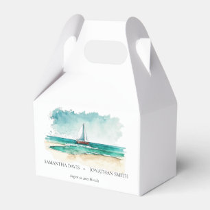 Watercolor minimalist cruise wedding favor boxes