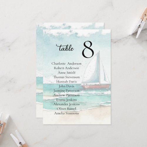 Watercolor minimalist cruise wedding seating chart invitation