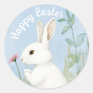 Watercolor Minimalist Easter Notecard Classic Round Sticker