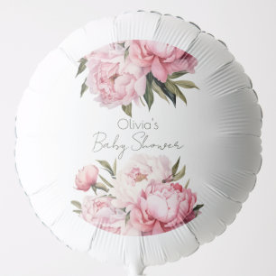 Watercolor minimalist peony elegant baby shower balloon