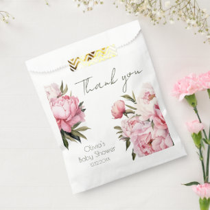 Watercolor minimalist peony elegant baby shower favor bag