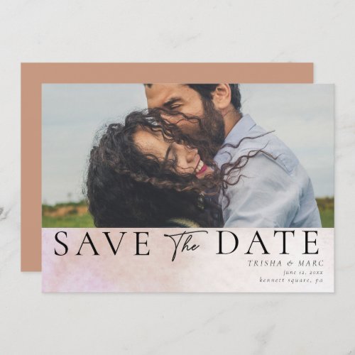 Watercolor Minimalist Photo Save the Date 