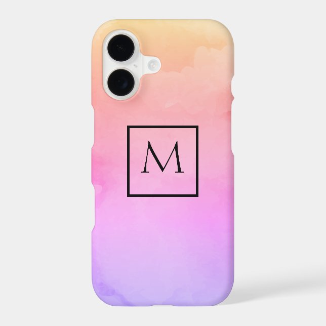 Watercolor Minimalist Rectangle Monogram Iphone Case (Back)