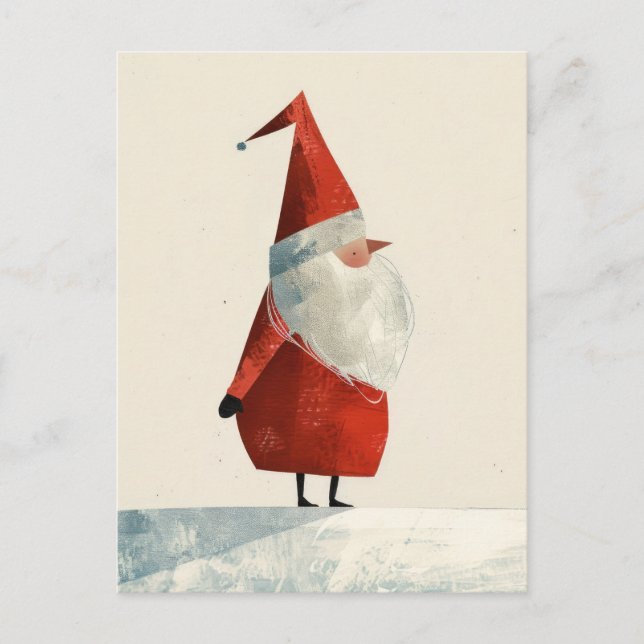 Watercolor Minimalist Santa Claus Christmas Postcard (Front)