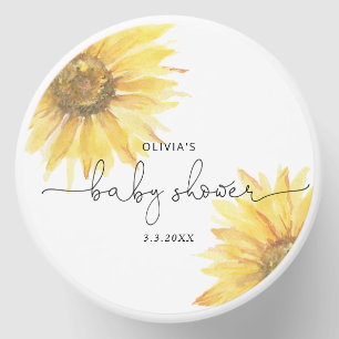 Watercolor minimalist sunflower baby shower mini candle favors
