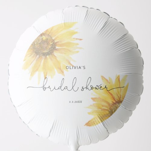 Watercolor minimalist sunflower bridal shower balloon