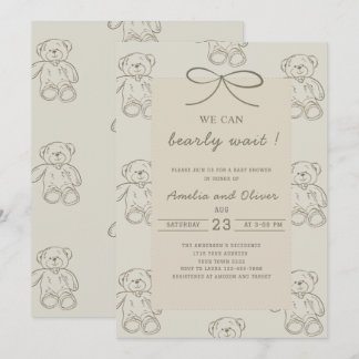 Watercolor minimalist we can bearly wait baby sho invitation