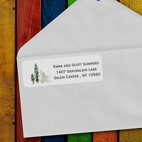 Watercolor Minimalistic Evergreen Tree Address Label
