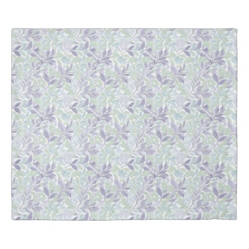 Watercolor mint and lavender leaves and flowers duvet cover