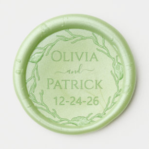 watercolor mint green eucalyptus wax seal sticker