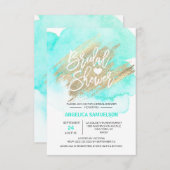 Watercolor Mint Green Gold Brush Bridal Shower Invitation (Front/Back)