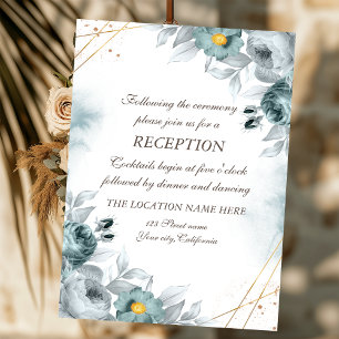 Watercolor Mint Green Roses Wedding Invitation