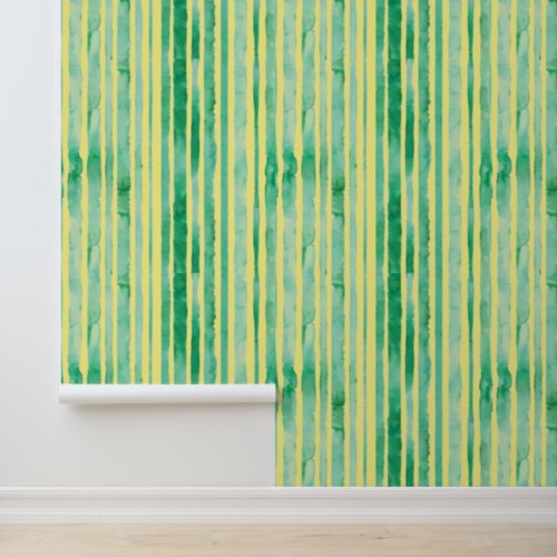 Watercolor Mint Green Yellow Stripes Patterns Cool Wallpaper