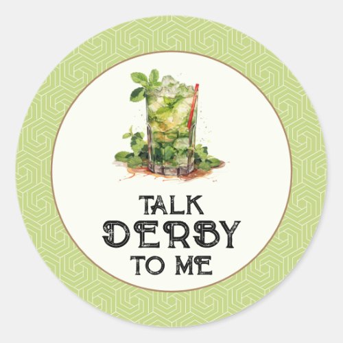 Watercolor Mint Julep Derby Classic Round Sticker