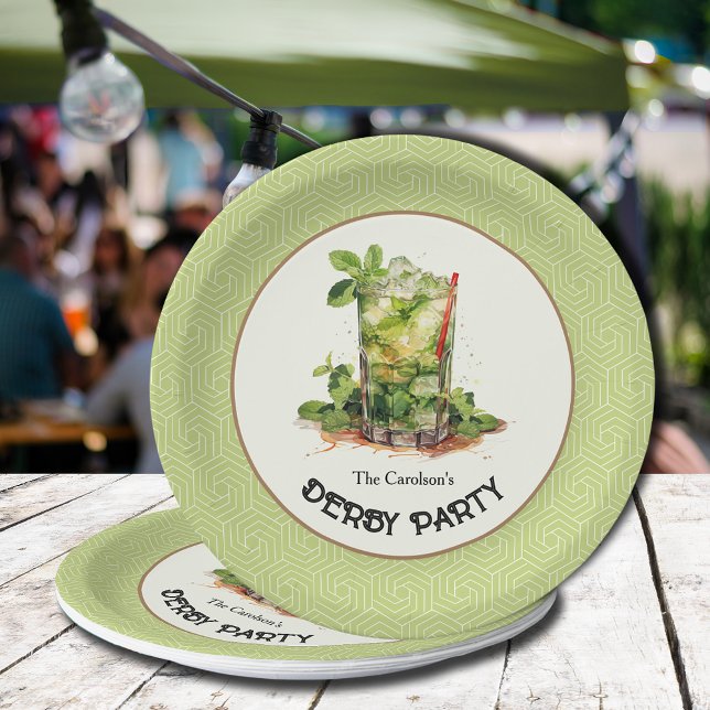 Watercolor Mint Julep Derby Party Paper Plates (Watercolor Mint Julep Derby Party Paper Plates)