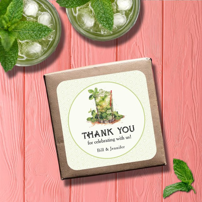 Watercolor Mint Julep Derby Square Sticker (Watercolor Mint Julep Talk Derby to Me Square Stickers - 2 sizes available)