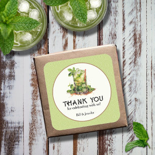 Watercolor Mint Julep Derby Square Sticker