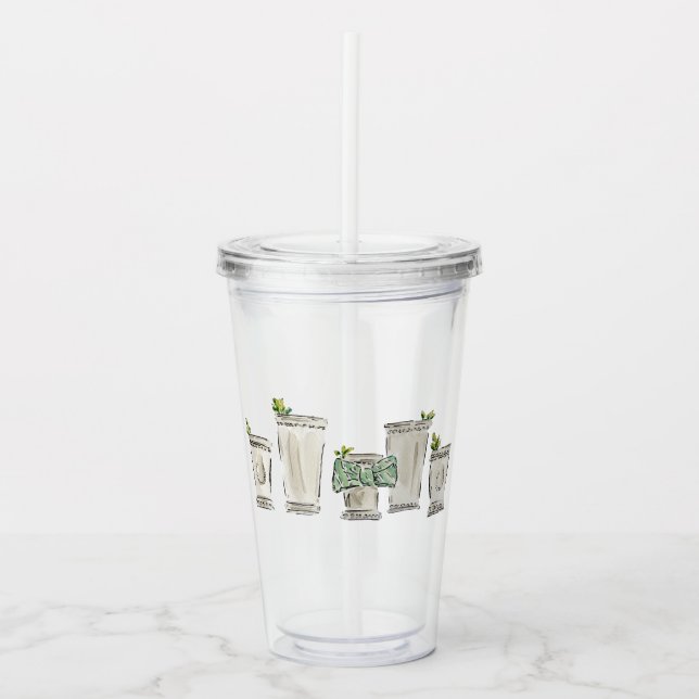 Watercolor Mint Julep Illustration Acrylic Tumbler (Front)