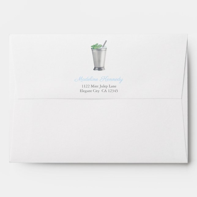 Watercolor Mint Julep Seersucker Bridal Shower Envelope (Back (Top Flap))