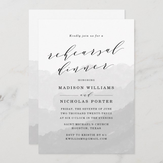 Watercolor Mist | Rehearsal Dinner Invitation (Front/Back)