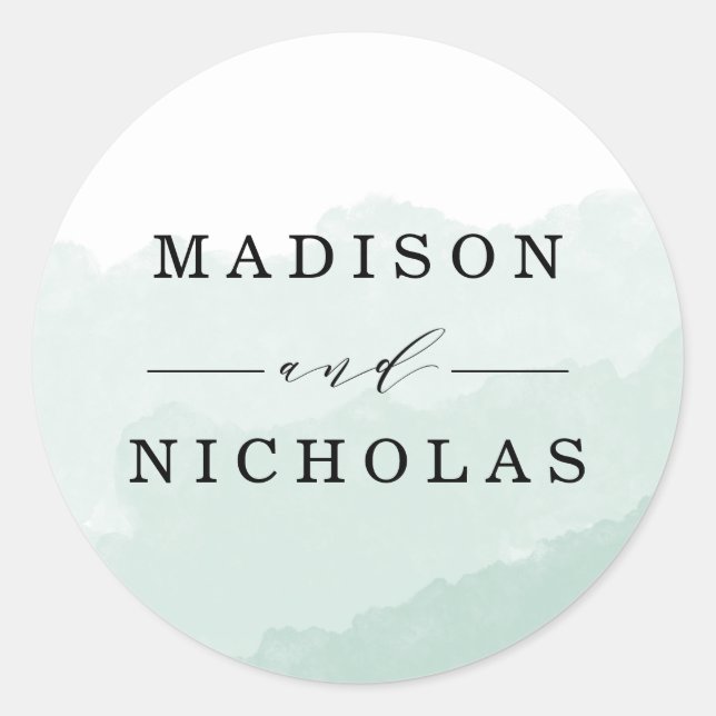 Watercolor Mist | Wedding Favor Stickers (Front)