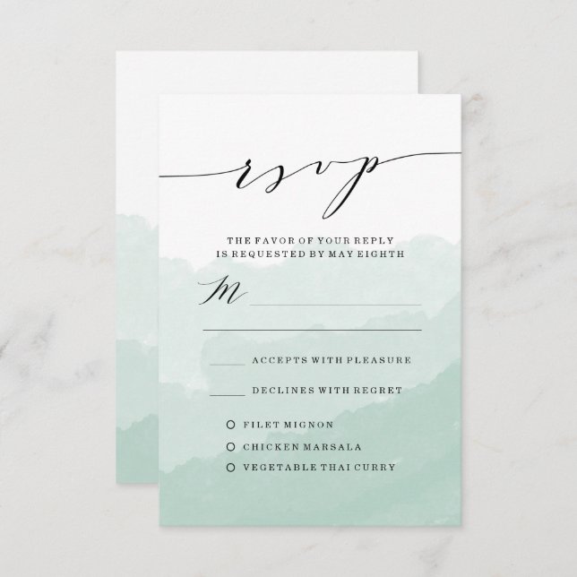 Watercolor Mist | Wedding RSVP Card (Front/Back)