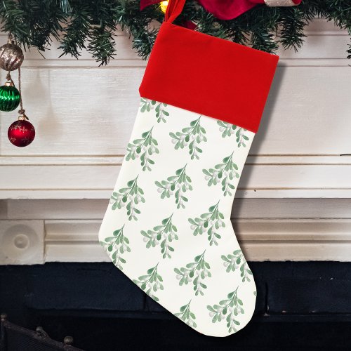 Watercolor Mistletoe Christmas Christmas Stocking